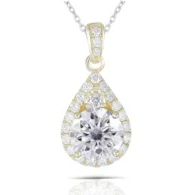 10k Yellow Gold Moissanite Necklace / Pendant 1.25ct Total