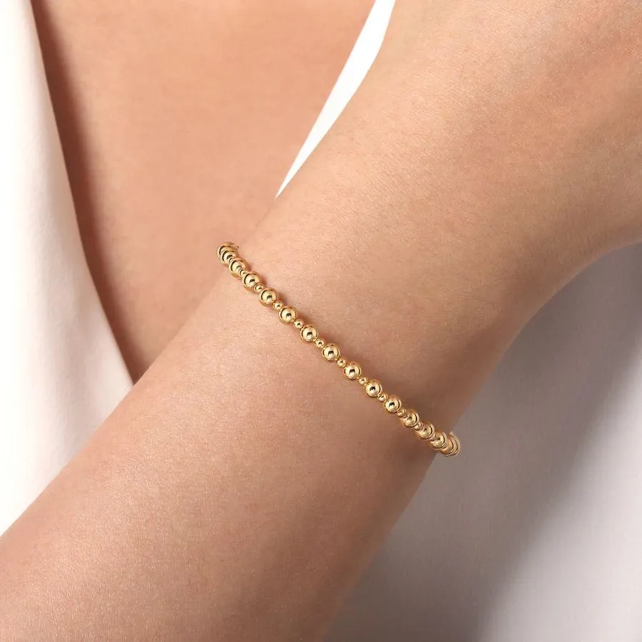 14K Yellow Gold Flexible Beaded Bangle