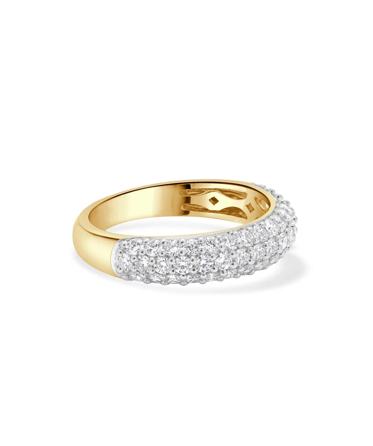 14K Yellow Gold Three Row Diamond Band