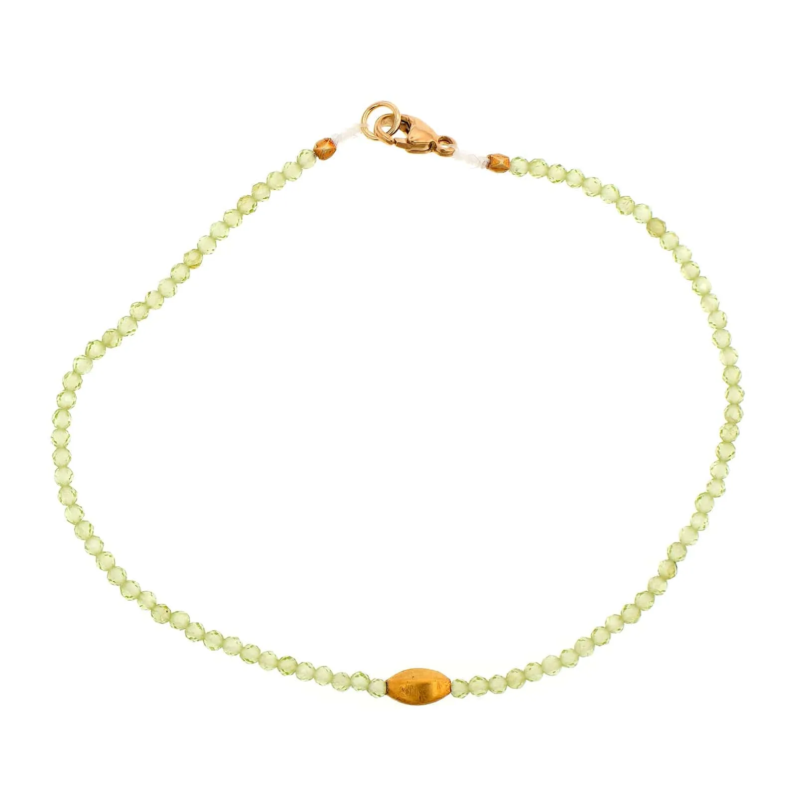 18K Yellow Gold Peridot Beaded Bracelet