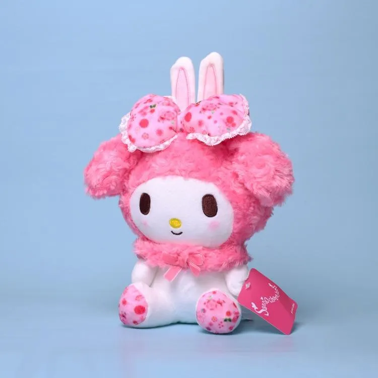 20CM Sanrio Kawaii Doll Cute Plush Toy My Melody with Bunny Ears Bow Sheep Bow Animals Soft Stuffed Plush Toy Kids Toys Gift