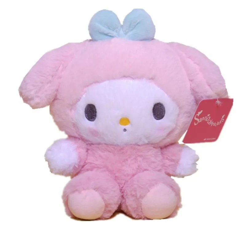 20CM Sanrio Kawaii Doll Cute Plush Toy My Melody with Bunny Ears Bow Sheep Bow Animals Soft Stuffed Plush Toy Kids Toys Gift