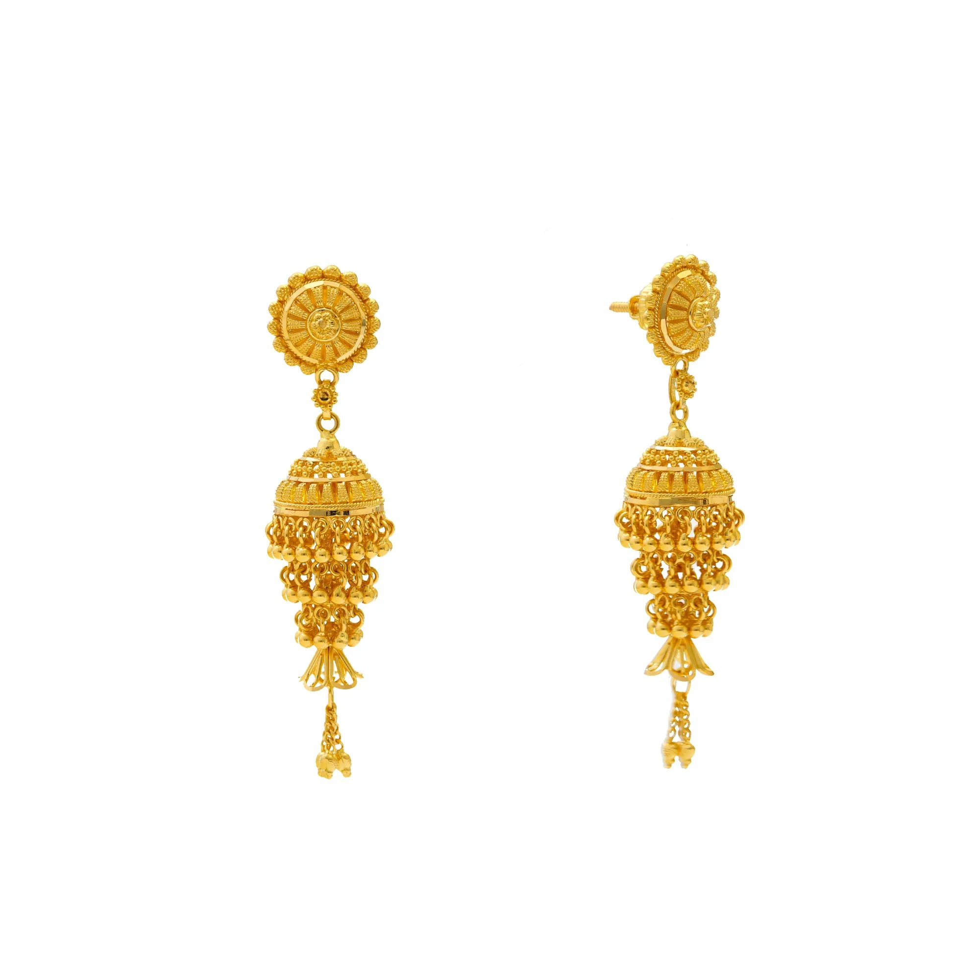 22K Yellow Gold Jhumki Earrings (18.7gm)