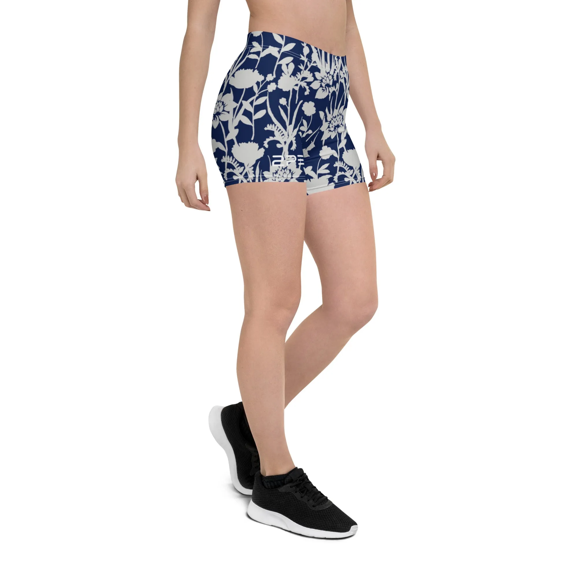 2PE Blue and White Wildflowers Workout Shorts