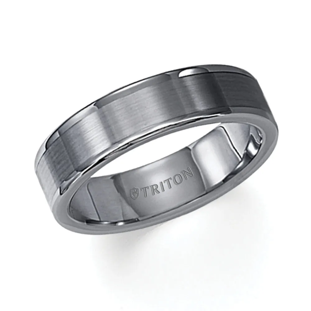 6MM Grey Tungsten Carbide Ring - Satin Finish and Round Edge