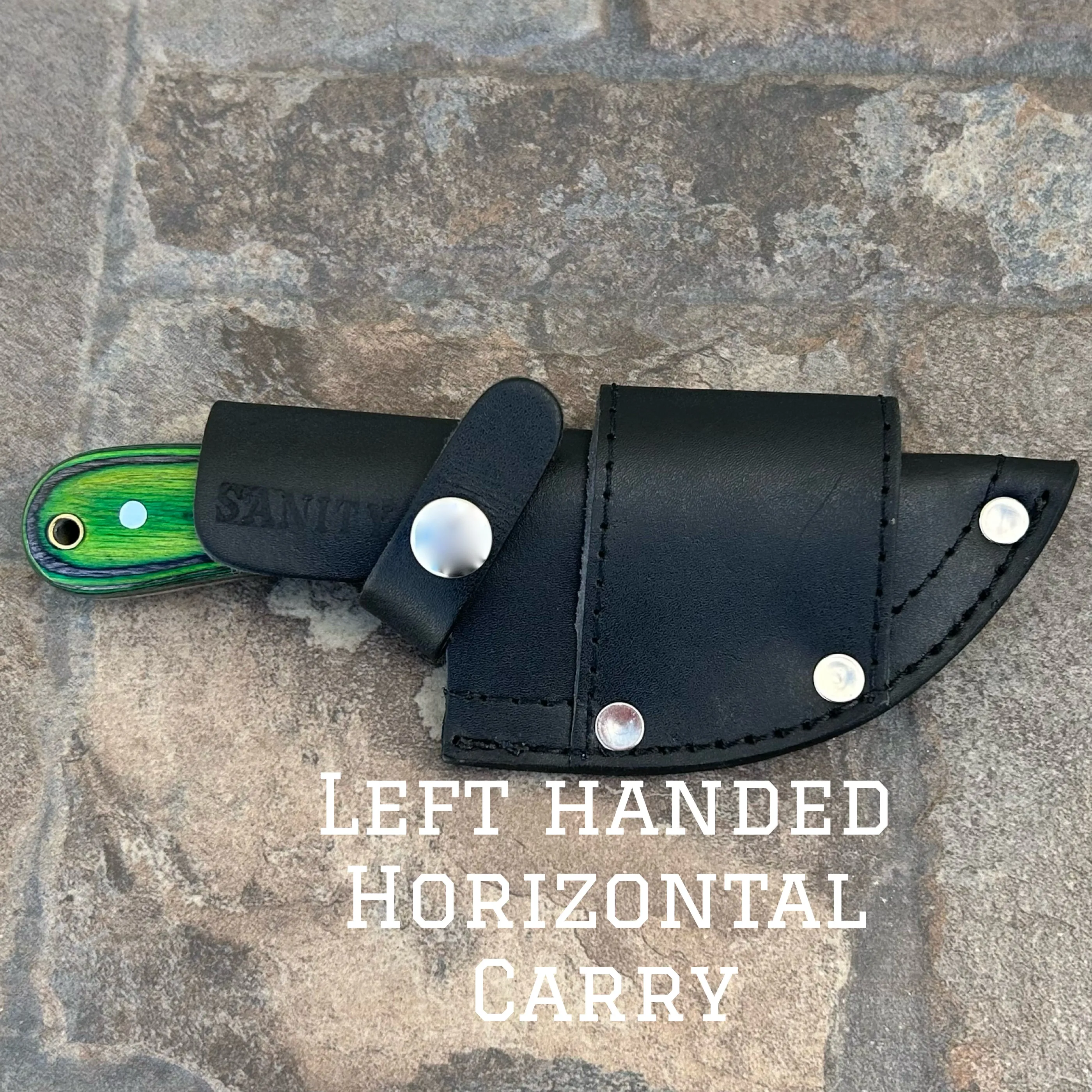 7” Jesse James - Green & Black Wood - Damascus - Horizontal & Vertical Carry - JJ006