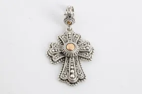 925 Silver & 18k Yellow Gold Cross Pendant (12.41g.)