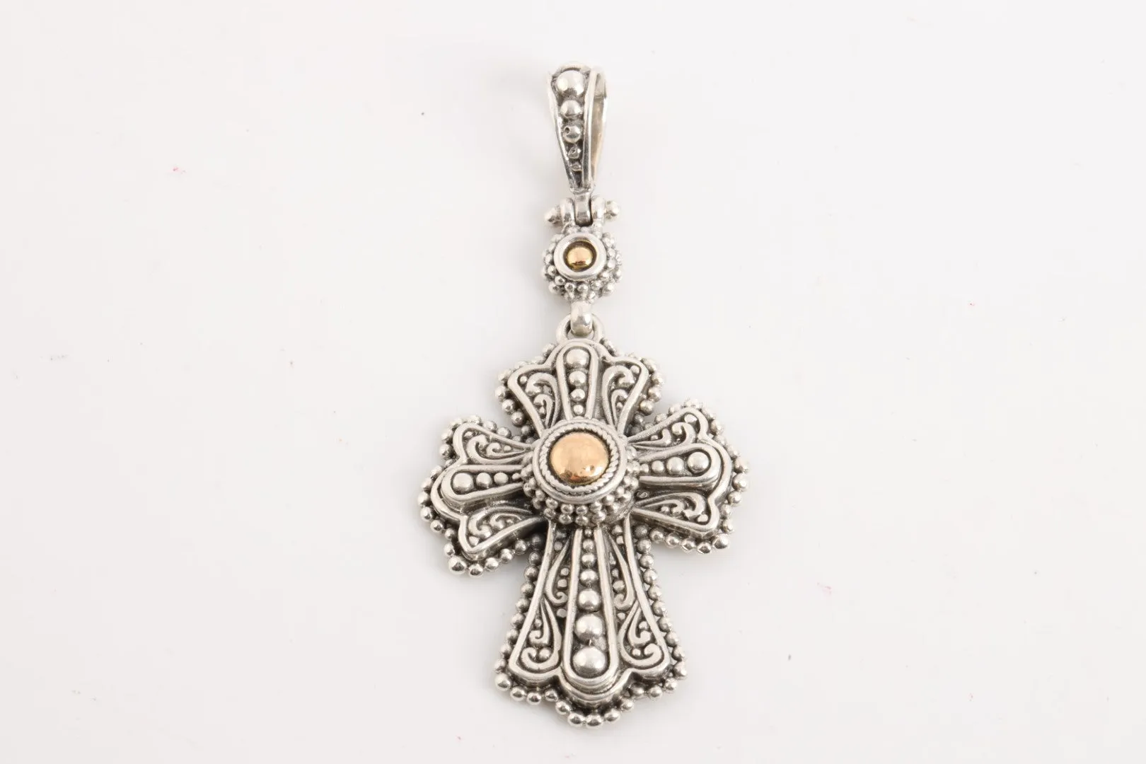 925 Silver & 18k Yellow Gold Cross Pendant (12.41g.)