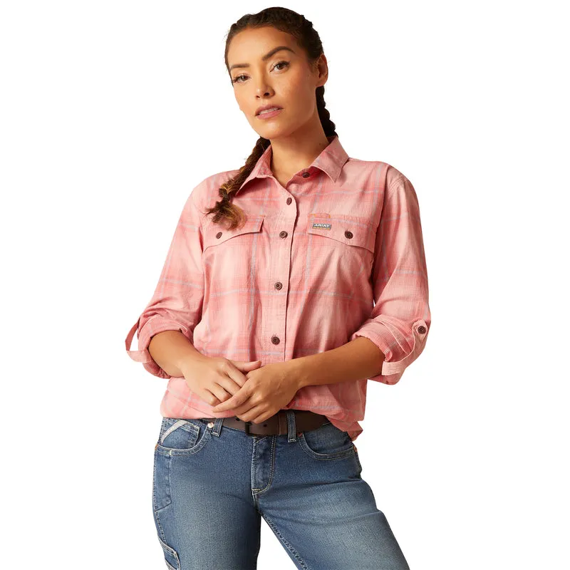 'Ariat' Women's Rebar 'Made Tough' DuraStretch Button Down - Mauveglow Plaid