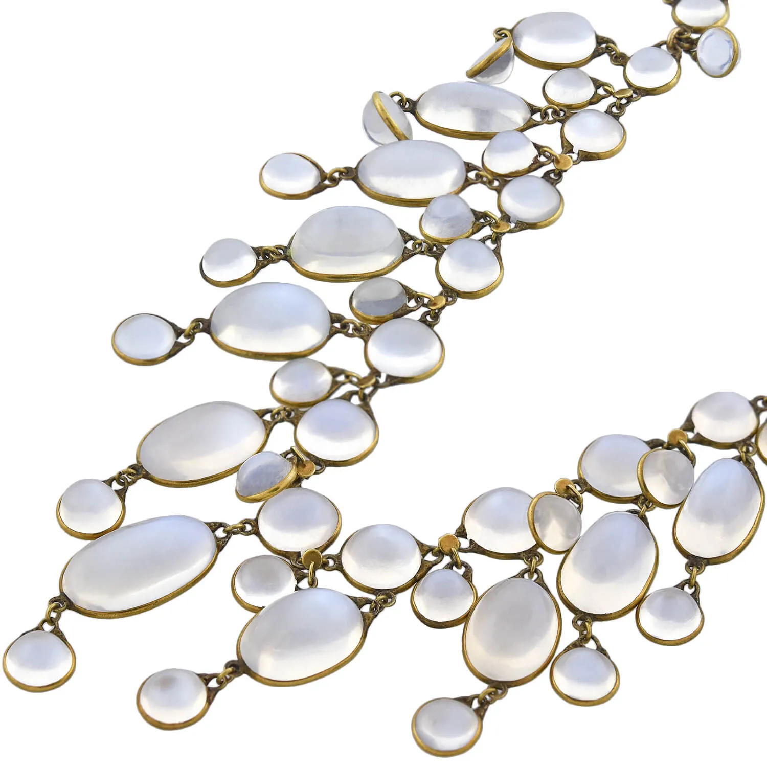 Art Nouveau 14kt Moonstone Festoon Link Necklace