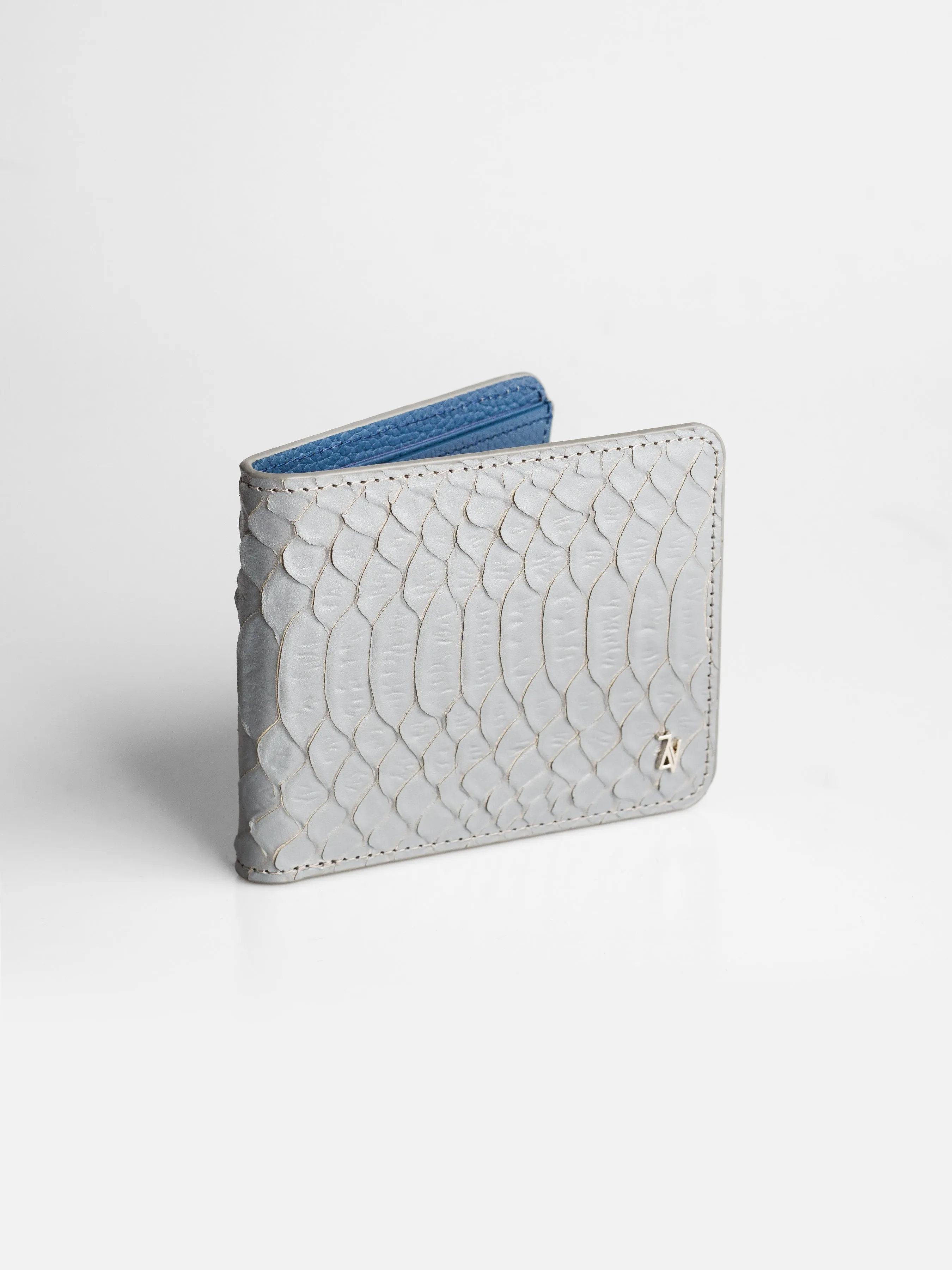 Artemis Python Wallet - Grey and Blue Leather