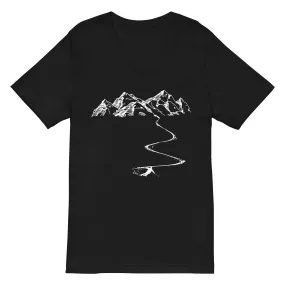 Berge - Kurve Linie - Skifahren - (SK)  - Unisex V-Neck Tee | Bella   Canvas 3005