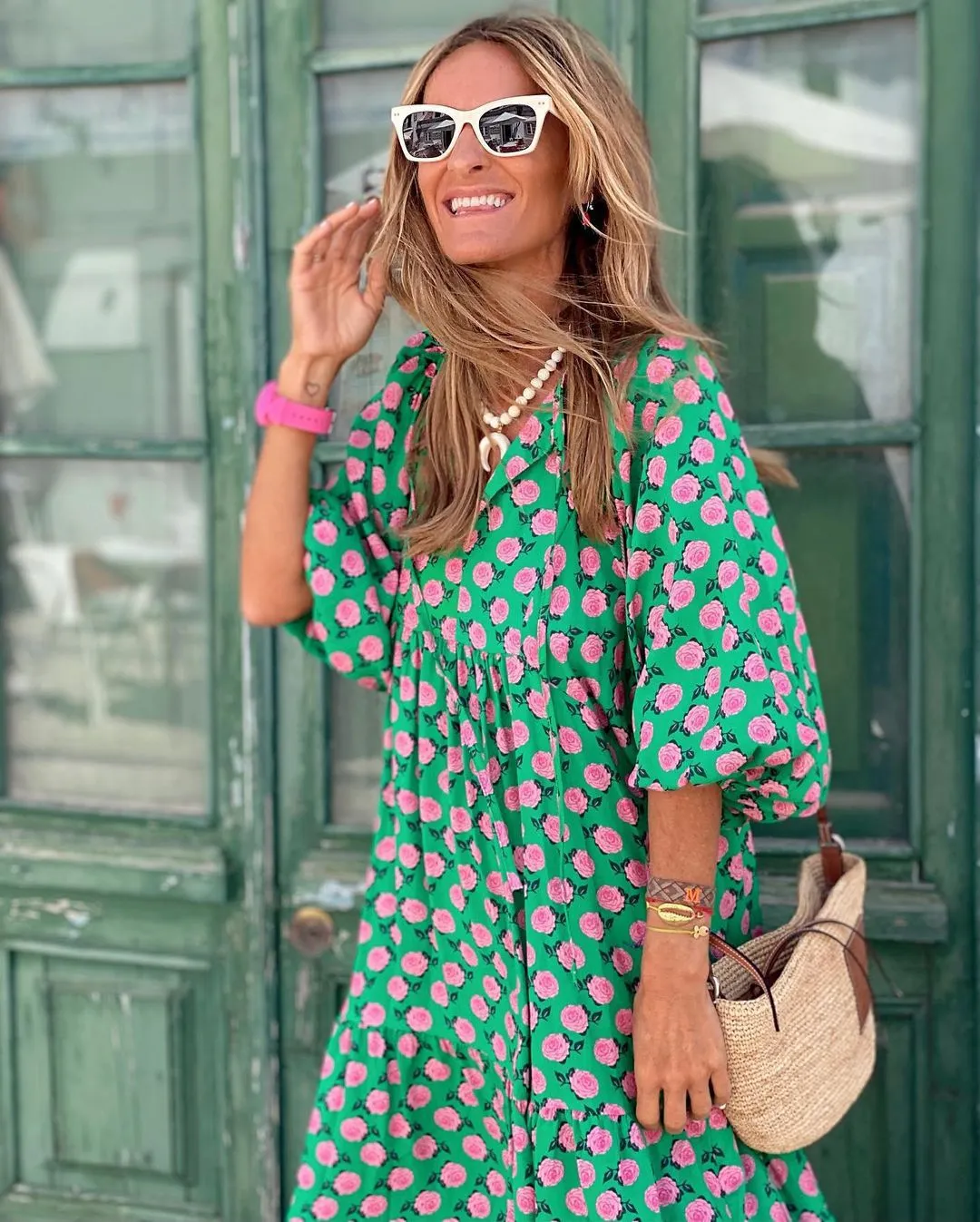 BerriesJam - 2024 Puff Sleeve Boho Floral Maxi Dress