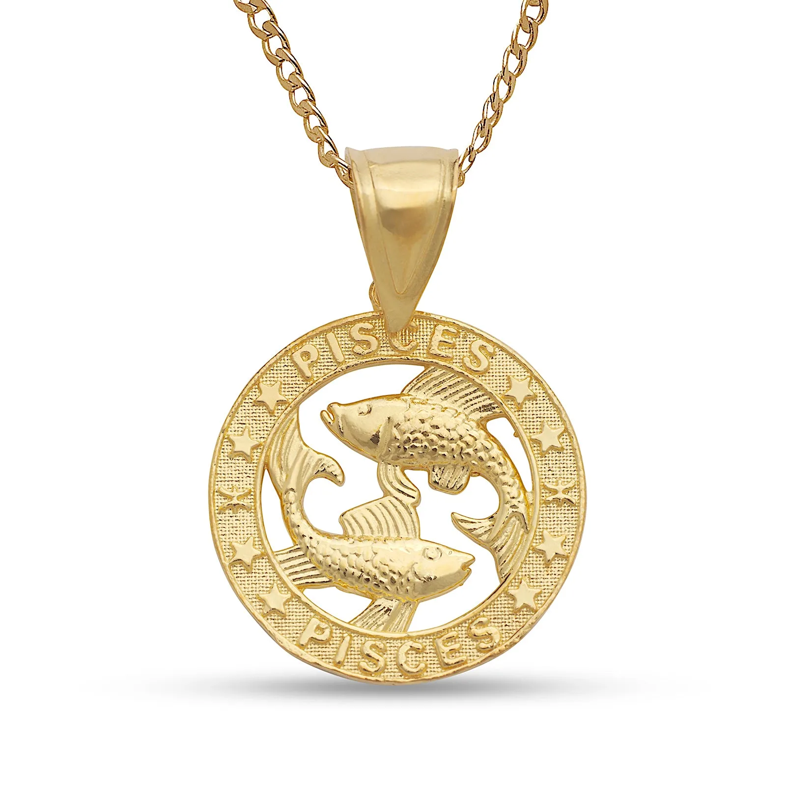 Better Jewelry 10k Yellow Gold Zodiac Sign Necklace w. Cuban Chain (Made in USA)