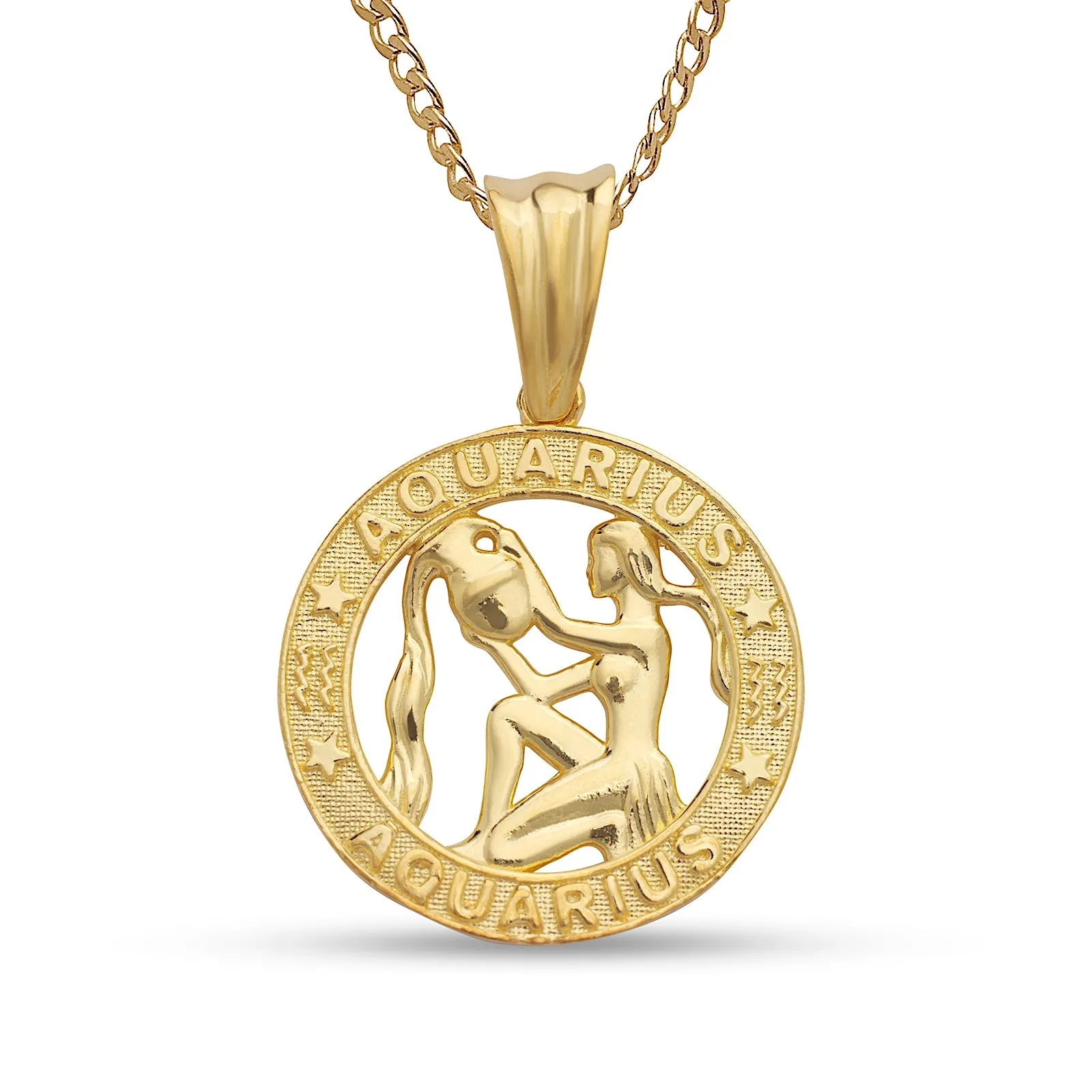 Better Jewelry 10k Yellow Gold Zodiac Sign Necklace w. Cuban Chain (Made in USA)