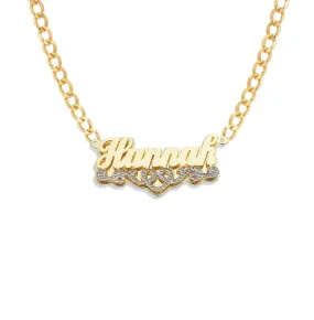 Better Jewelry Heart Design 14K Gold Double Nameplate Necklace