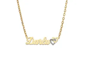 Better Jewelry Script with Two Hearts 10K Gold Nameplate Necklace