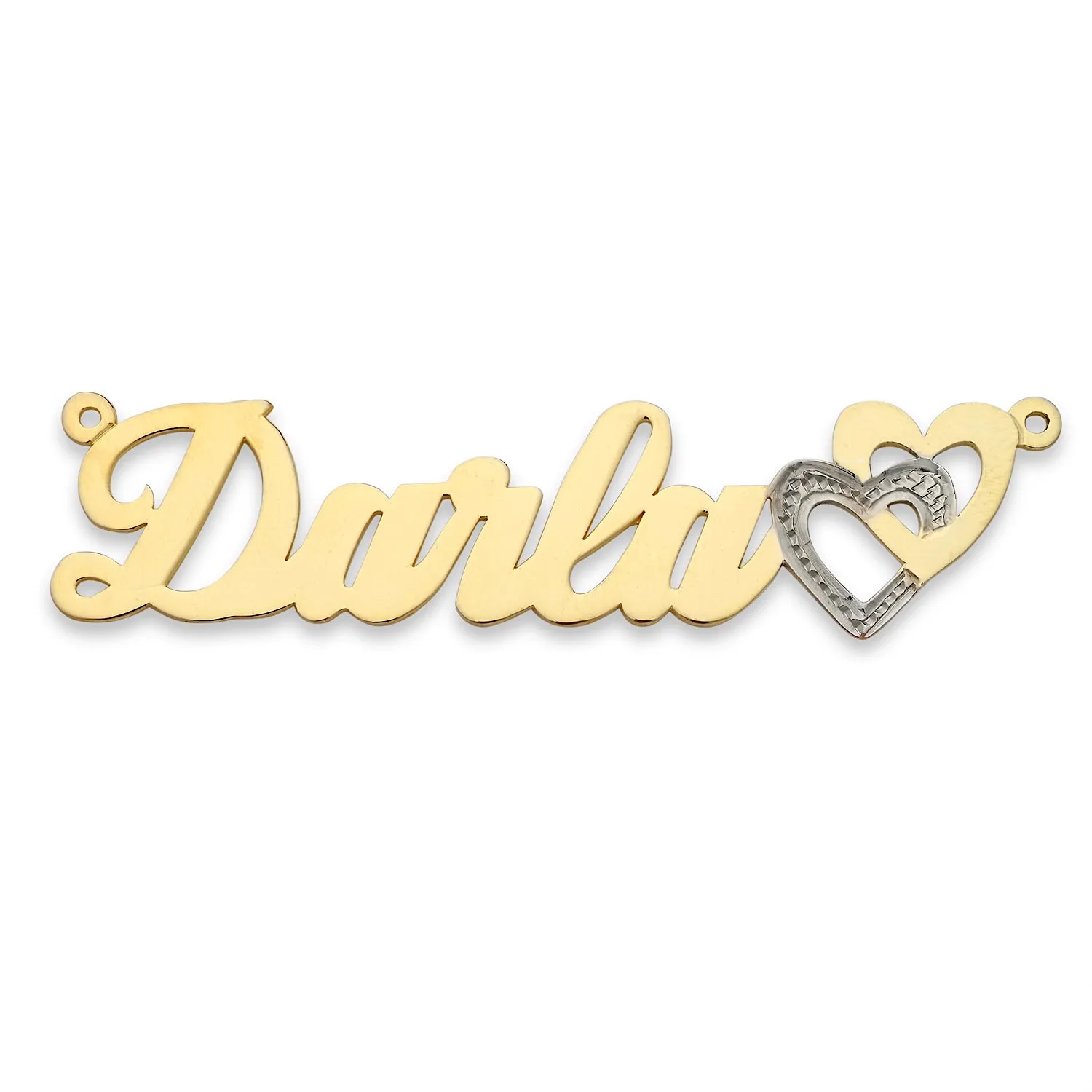 Better Jewelry Script with Two Hearts 10K Gold Nameplate Necklace