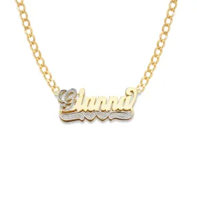 Better Jewelry Two Hearts 10K Gold Double Nameplate Necklace