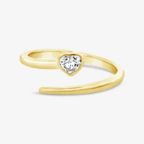 Bezel Set Heart Single Wrap Ring