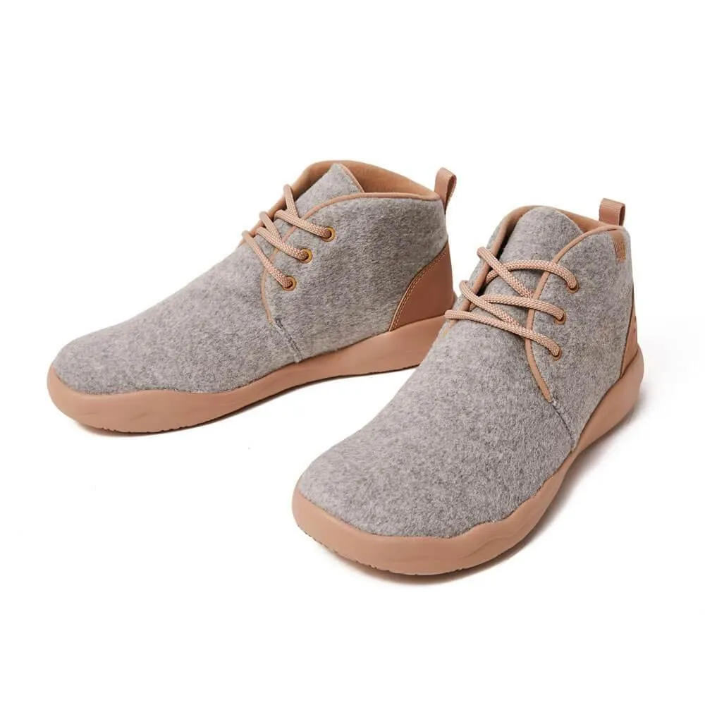 Bilbao Light Grey Wool Lace-up Boots Women