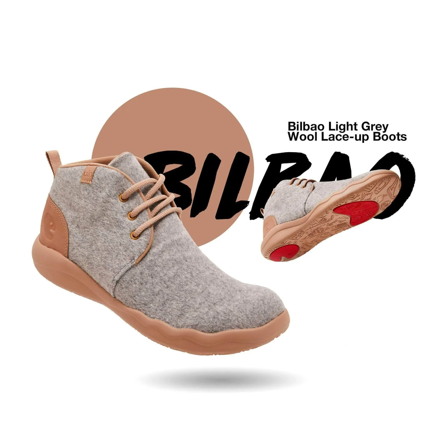 Bilbao Light Grey Wool Lace-up Boots Women