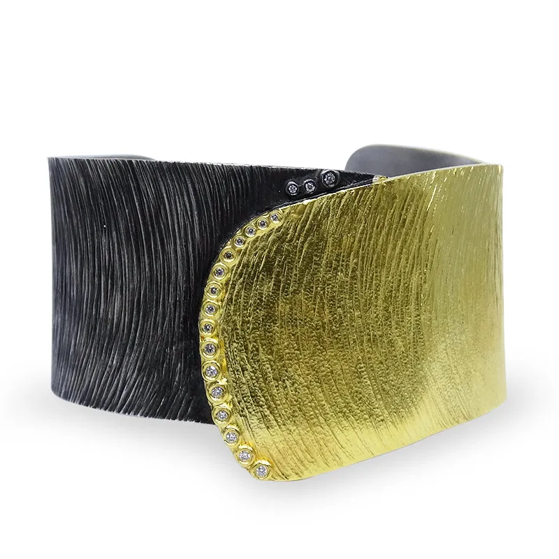 Black & Gold Kurtulan Cuff with Diamond Trim