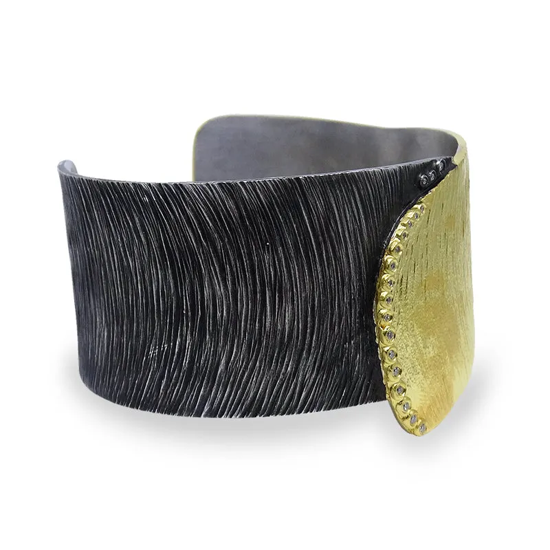 Black & Gold Kurtulan Cuff with Diamond Trim