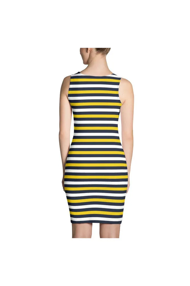 Blue and Gold Striped Sublimation Cut & Sew Dress