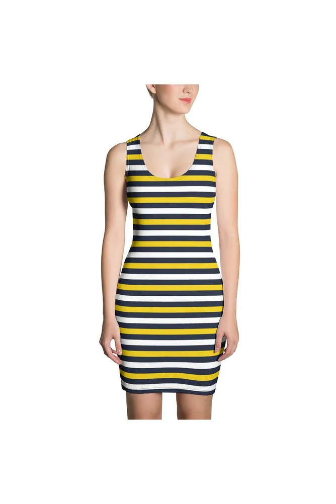 Blue and Gold Striped Sublimation Cut & Sew Dress