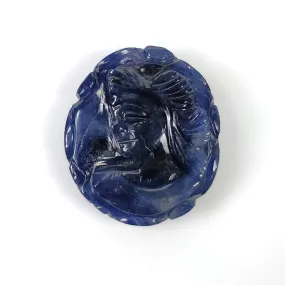 BLUE SAPPHIRE Gemstone Carving September Birthstone : 27.80cts Natural Untreated  Sapphire Gemstone Hand Carved Oval LADY FACE 21*18mm