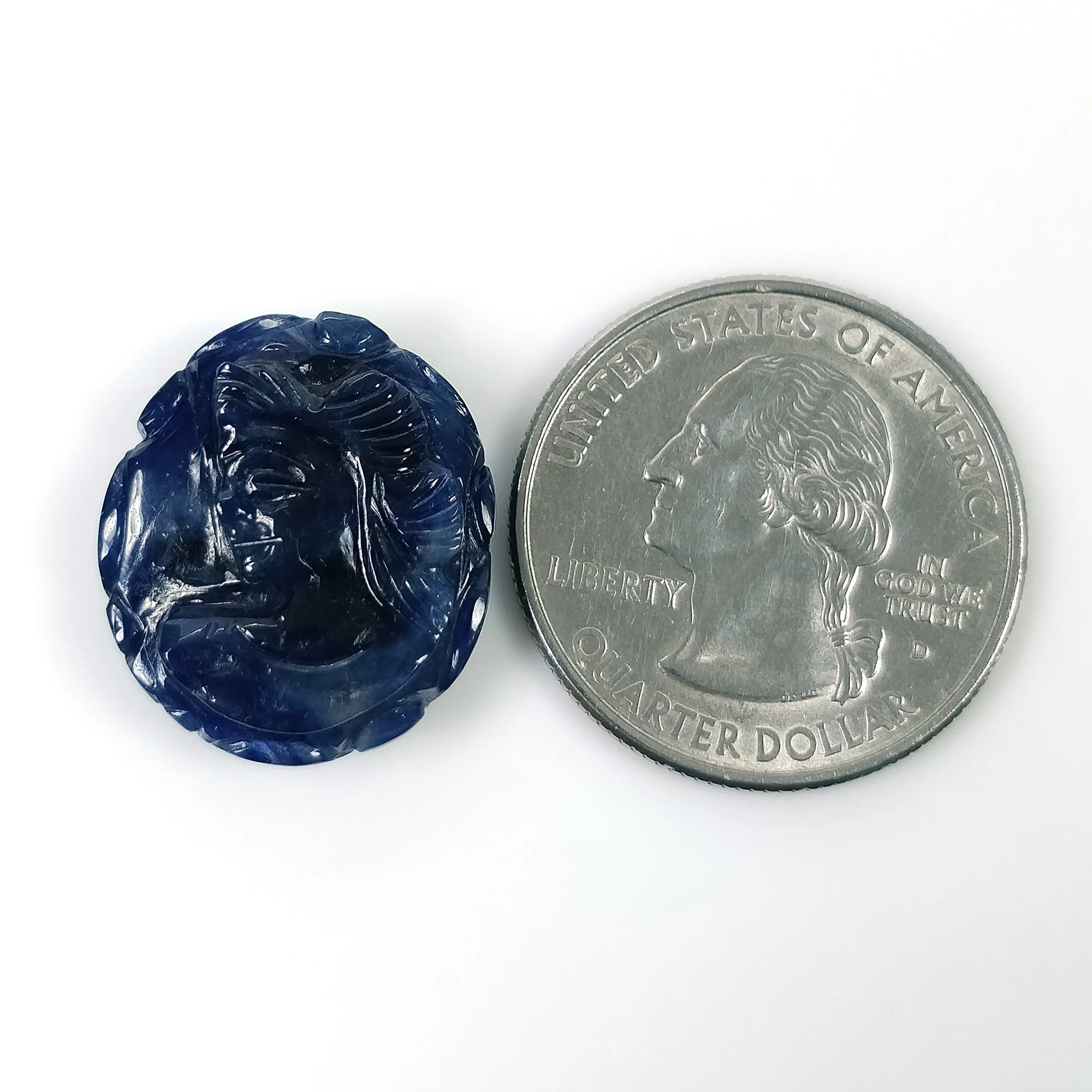 BLUE SAPPHIRE Gemstone Carving September Birthstone : 27.80cts Natural Untreated  Sapphire Gemstone Hand Carved Oval LADY FACE 21*18mm