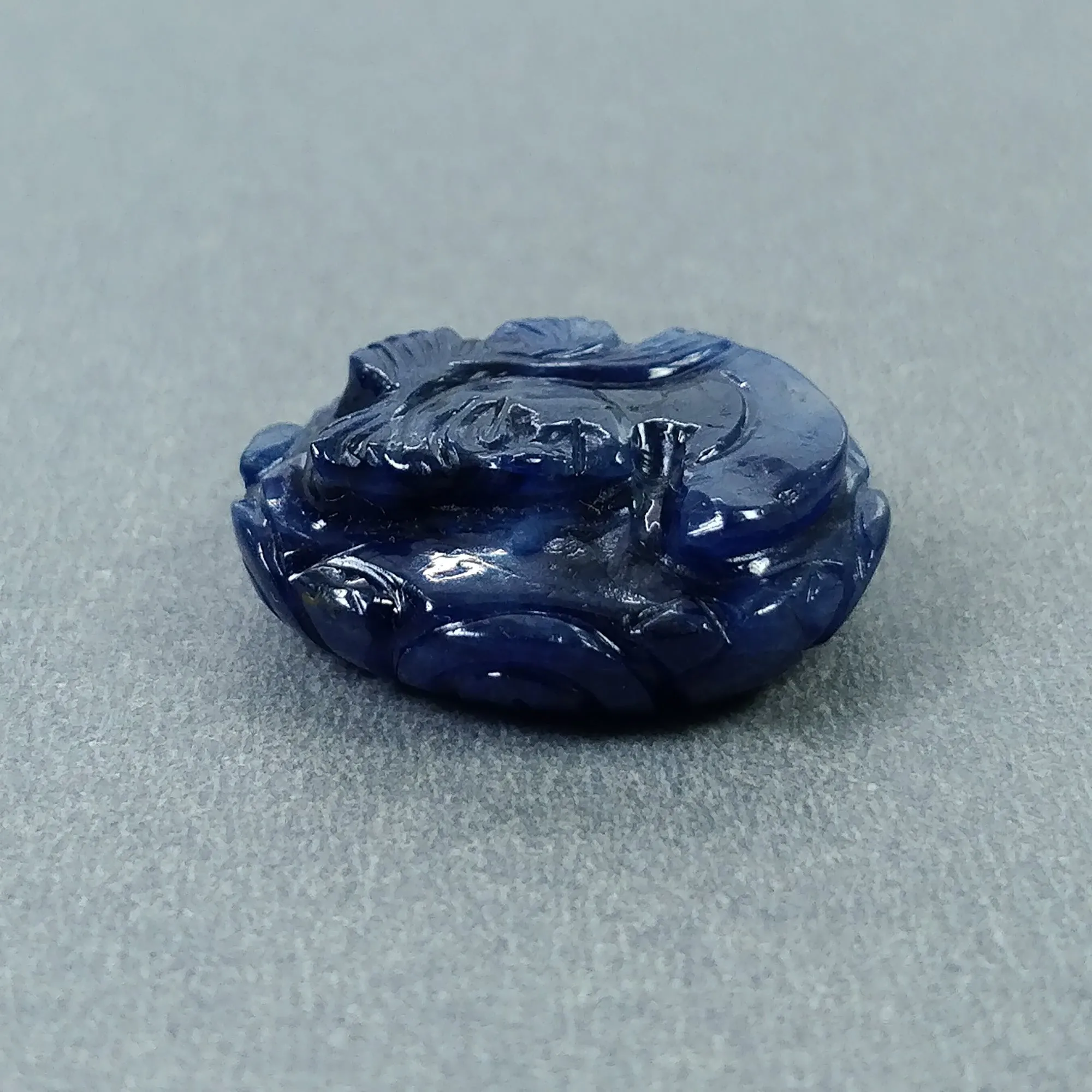 BLUE SAPPHIRE Gemstone Carving September Birthstone : 27.80cts Natural Untreated  Sapphire Gemstone Hand Carved Oval LADY FACE 21*18mm