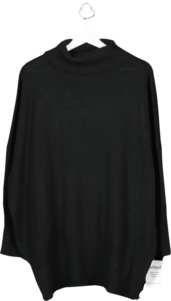 boohoo Black Oversized Roll Neck Jumper UK S/M