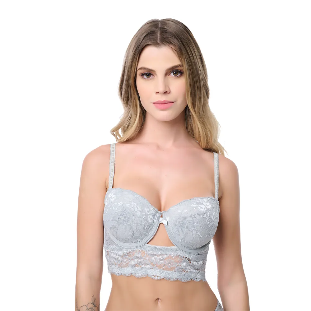 Brasier coordinable de peto largo con detalles de mesh  23913 Lady Carnival