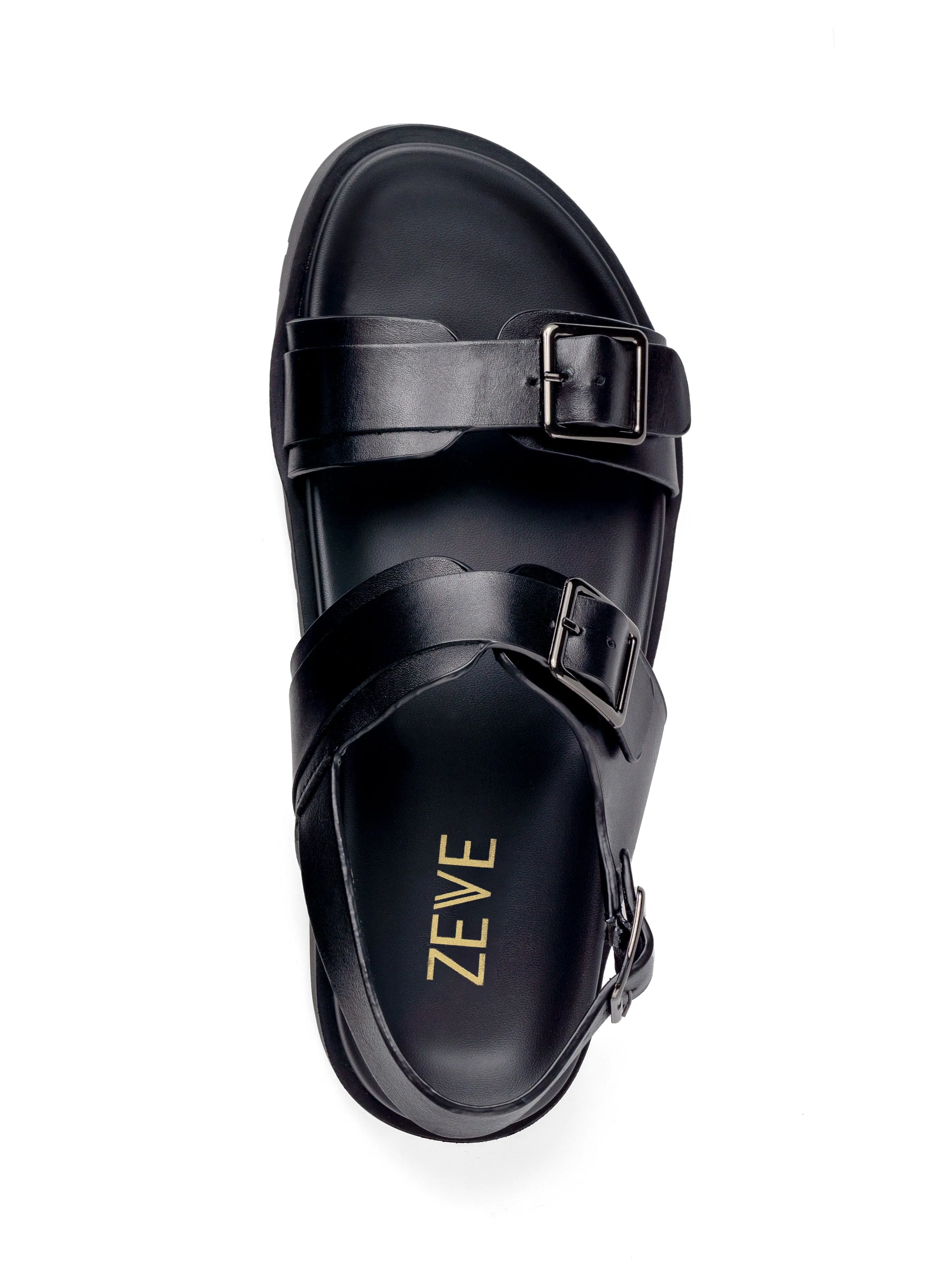 Buckle Slingback Riliv Sandal - Black Leather