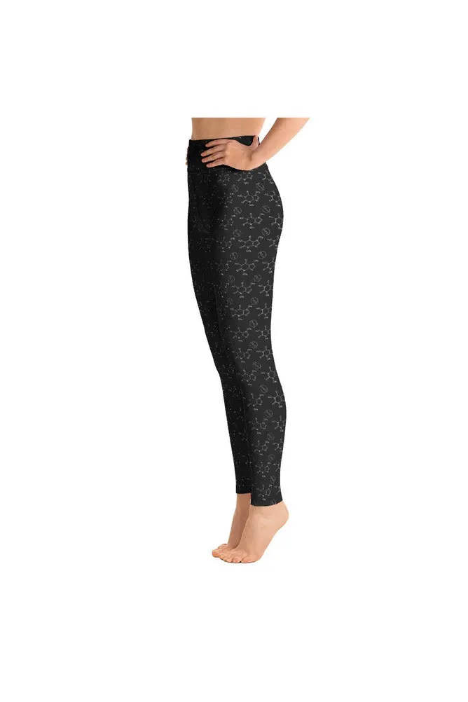 Caffeine Beans and Molecules Yoga Leggings