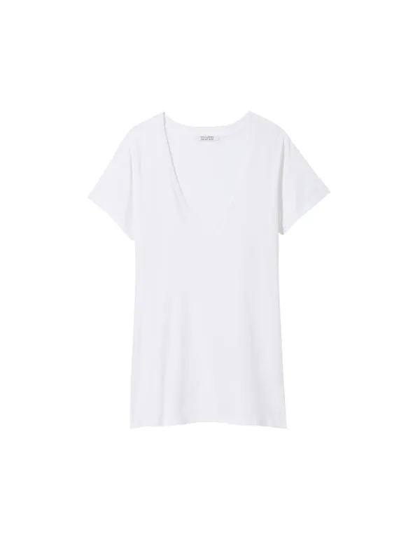 Carol V-Neck Tee Shirt in White