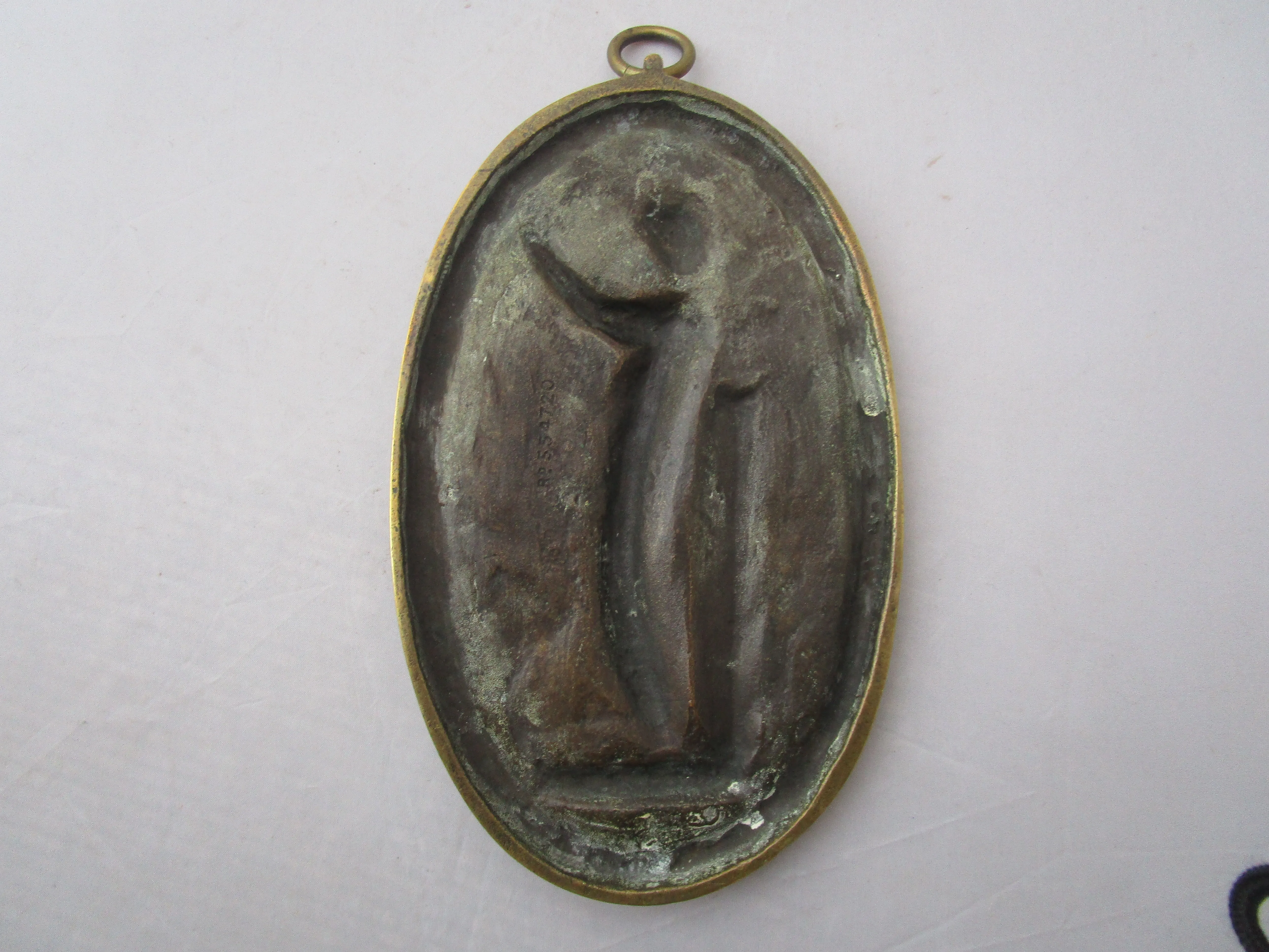 Cast Brass Plaque Of A Neoclassical Lady Antique Victorian c1860