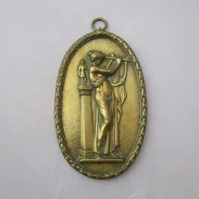 Cast Brass Plaque Of A Neoclassical Lady Antique Victorian c1860