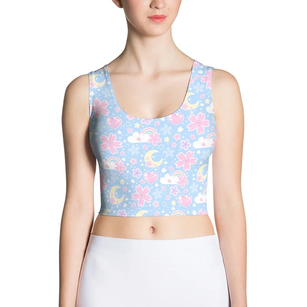 Cherry Blossom Dreams Blue Crop Top