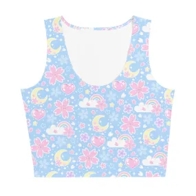 Cherry Blossom Dreams Blue Crop Top