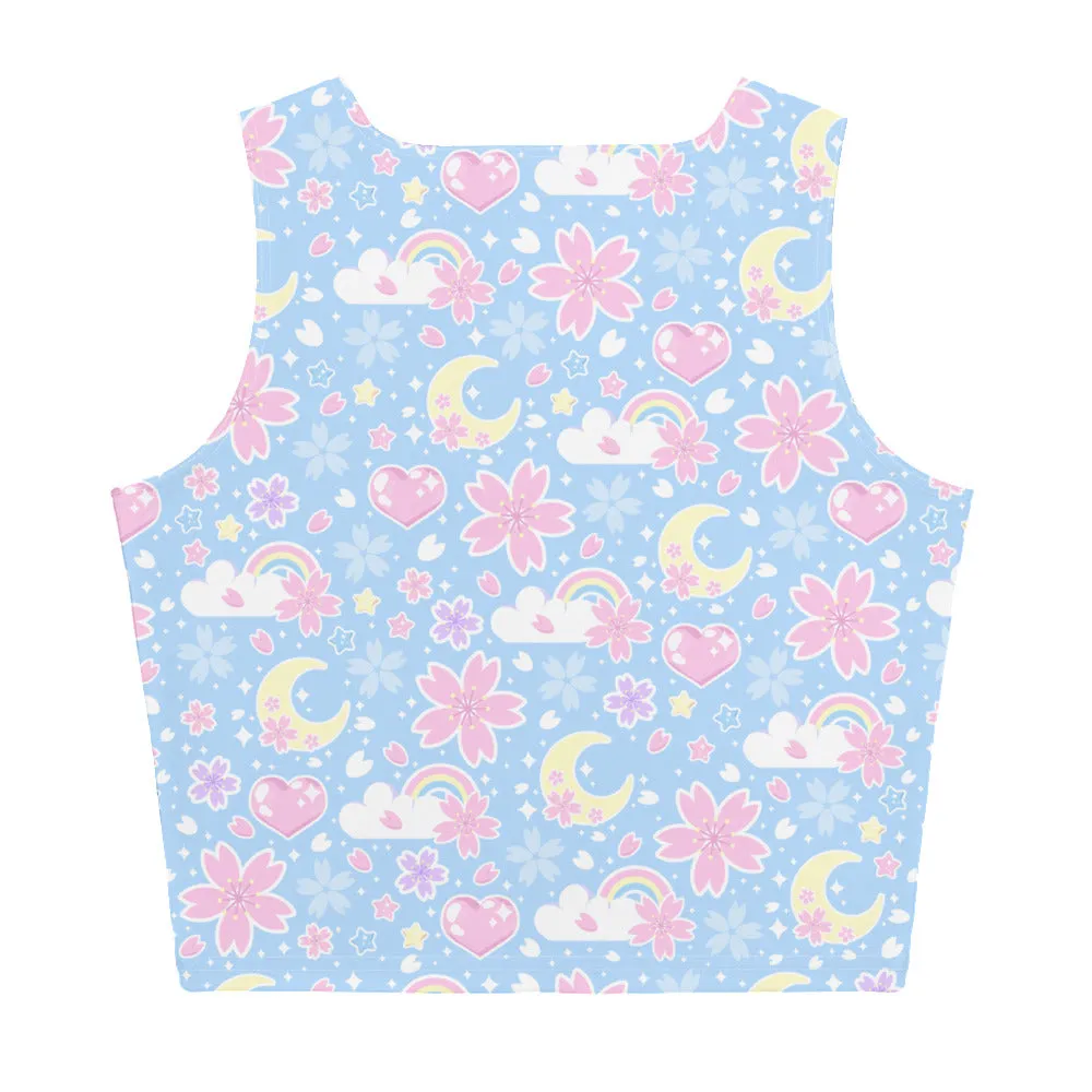 Cherry Blossom Dreams Blue Crop Top