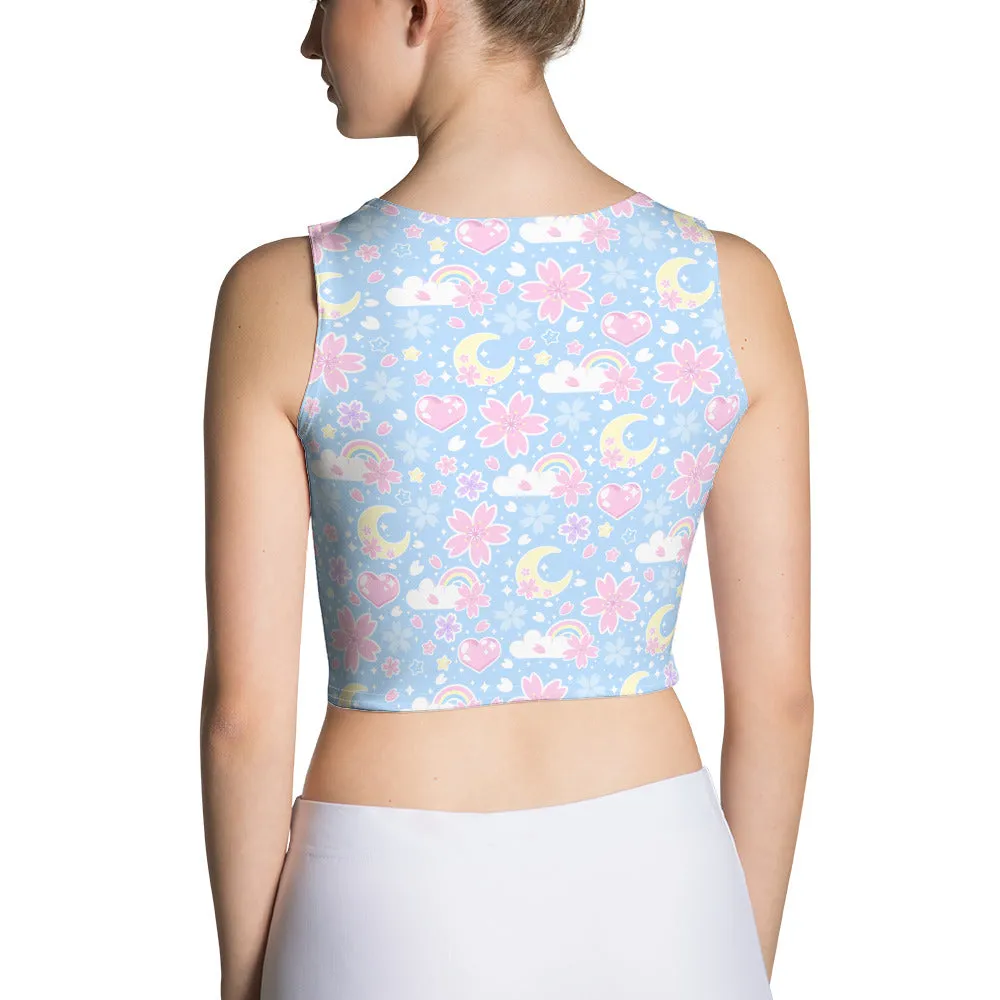 Cherry Blossom Dreams Blue Crop Top