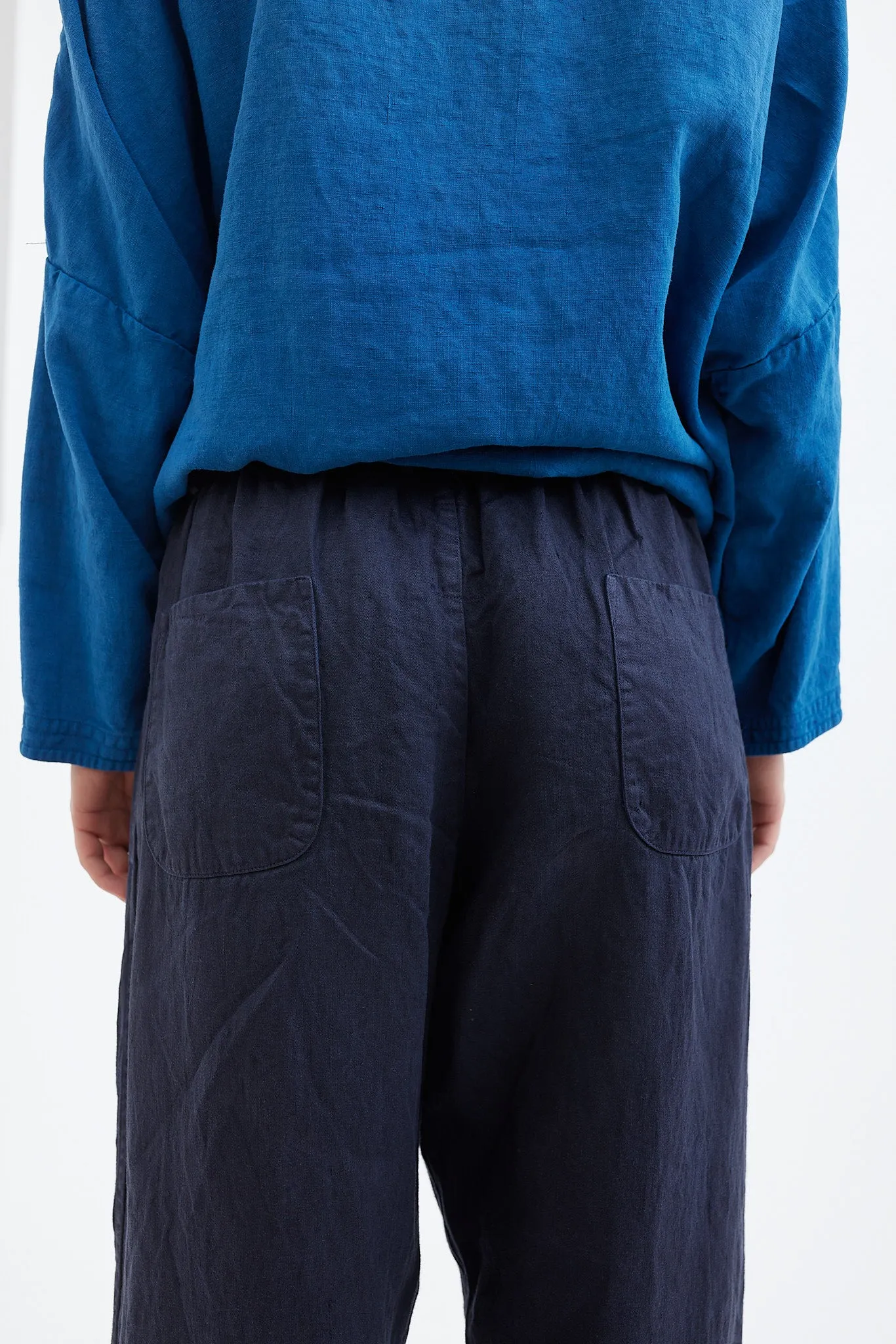 Chez Vidalenc - Pants - Linen Drill Gary - Navy