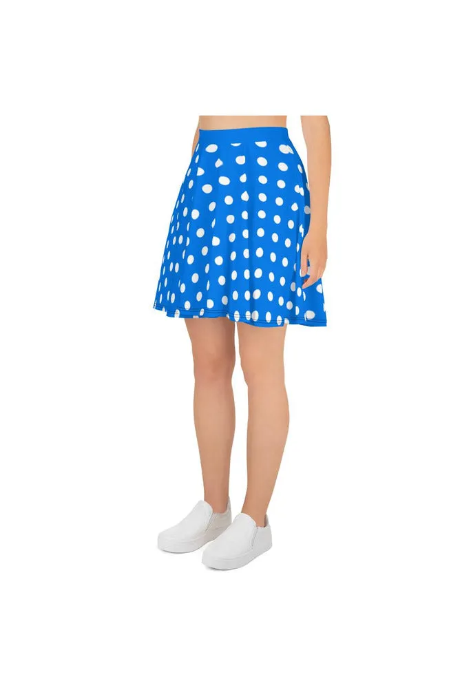 Coral Blue Polka Dot Skater Skirt