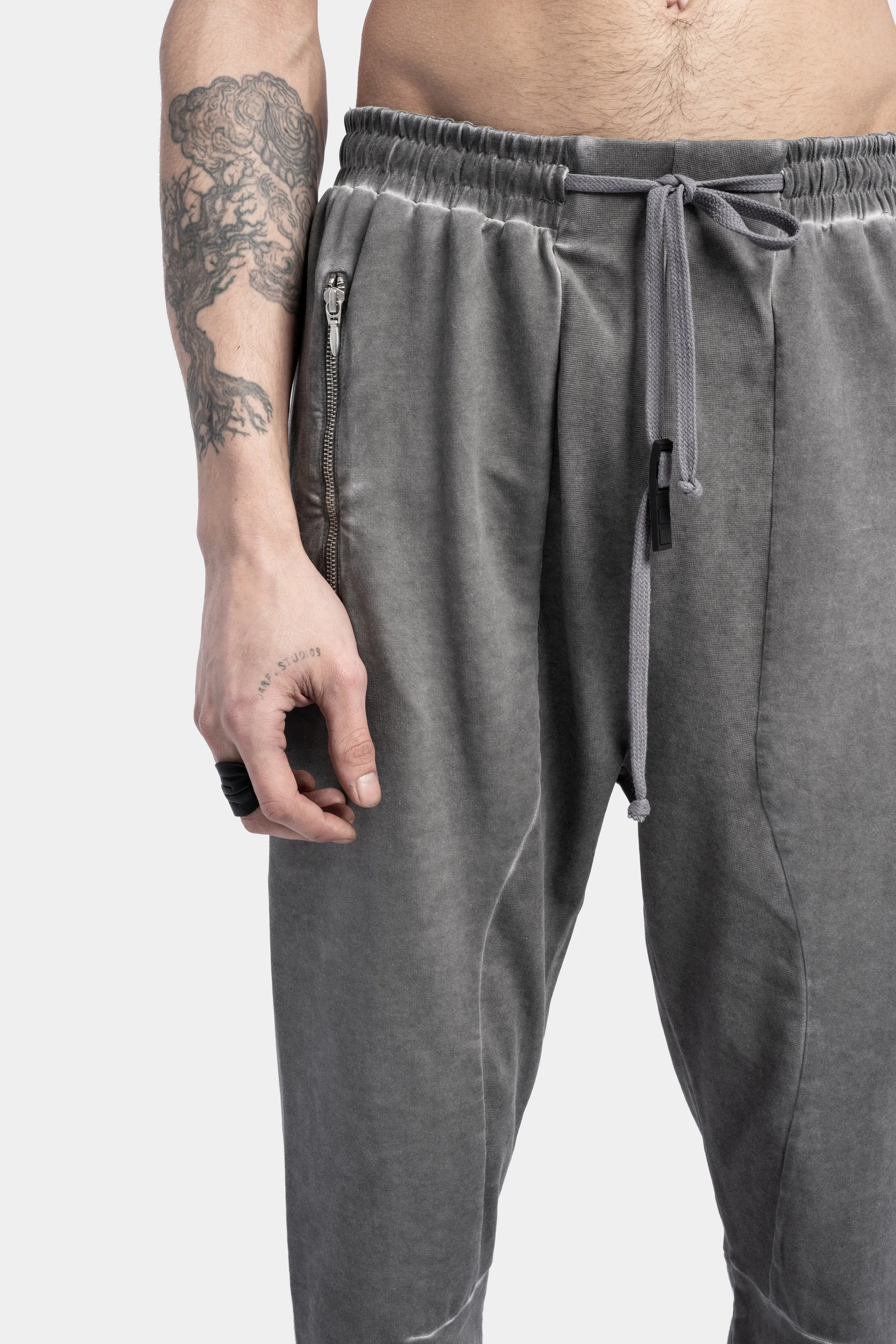 Cotton Jersey Jogger Sweatpants, Cold Dye Grey