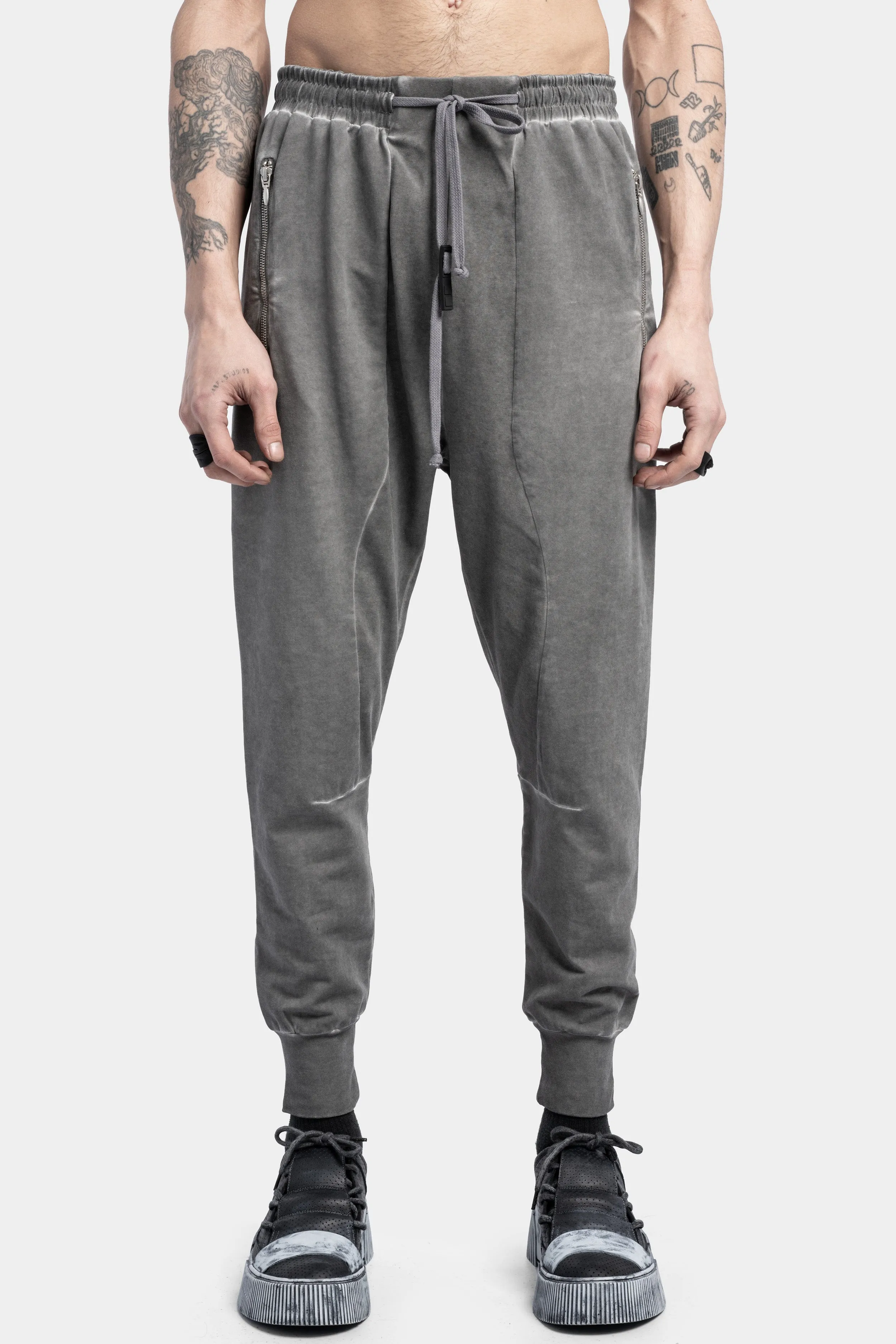 Cotton Jersey Jogger Sweatpants, Cold Dye Grey