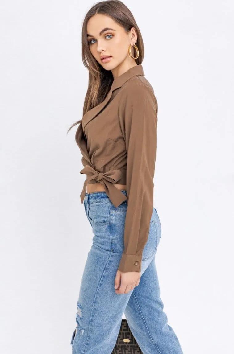 Crissy Mocha Wrap Top