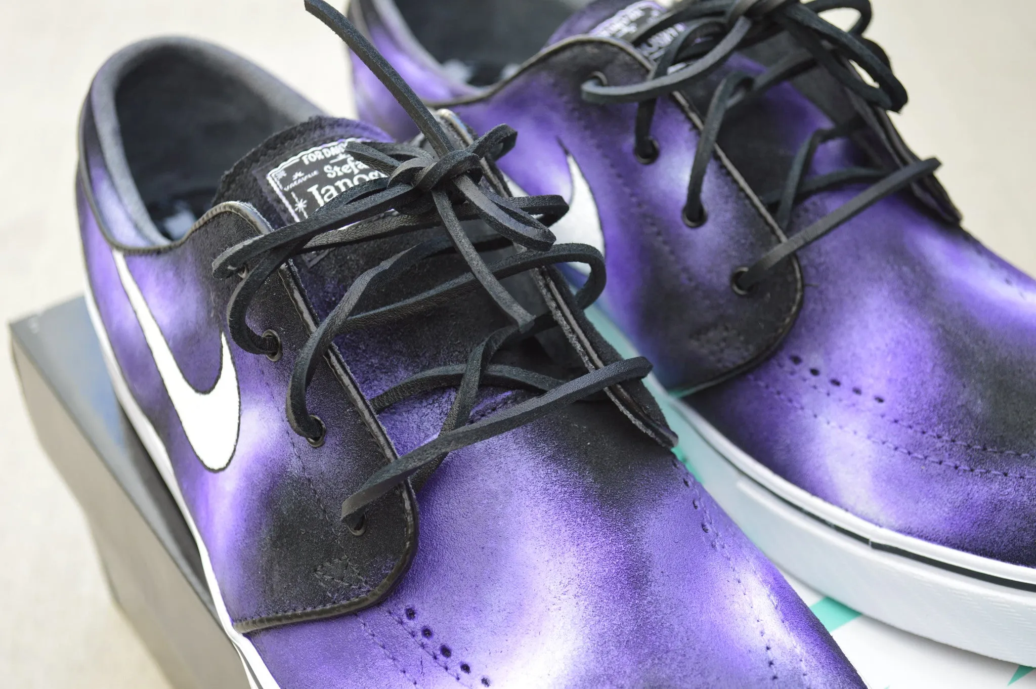 Custom Hand Painted Purple Smoke Nike SB Stefan Janoski Skate Shoes